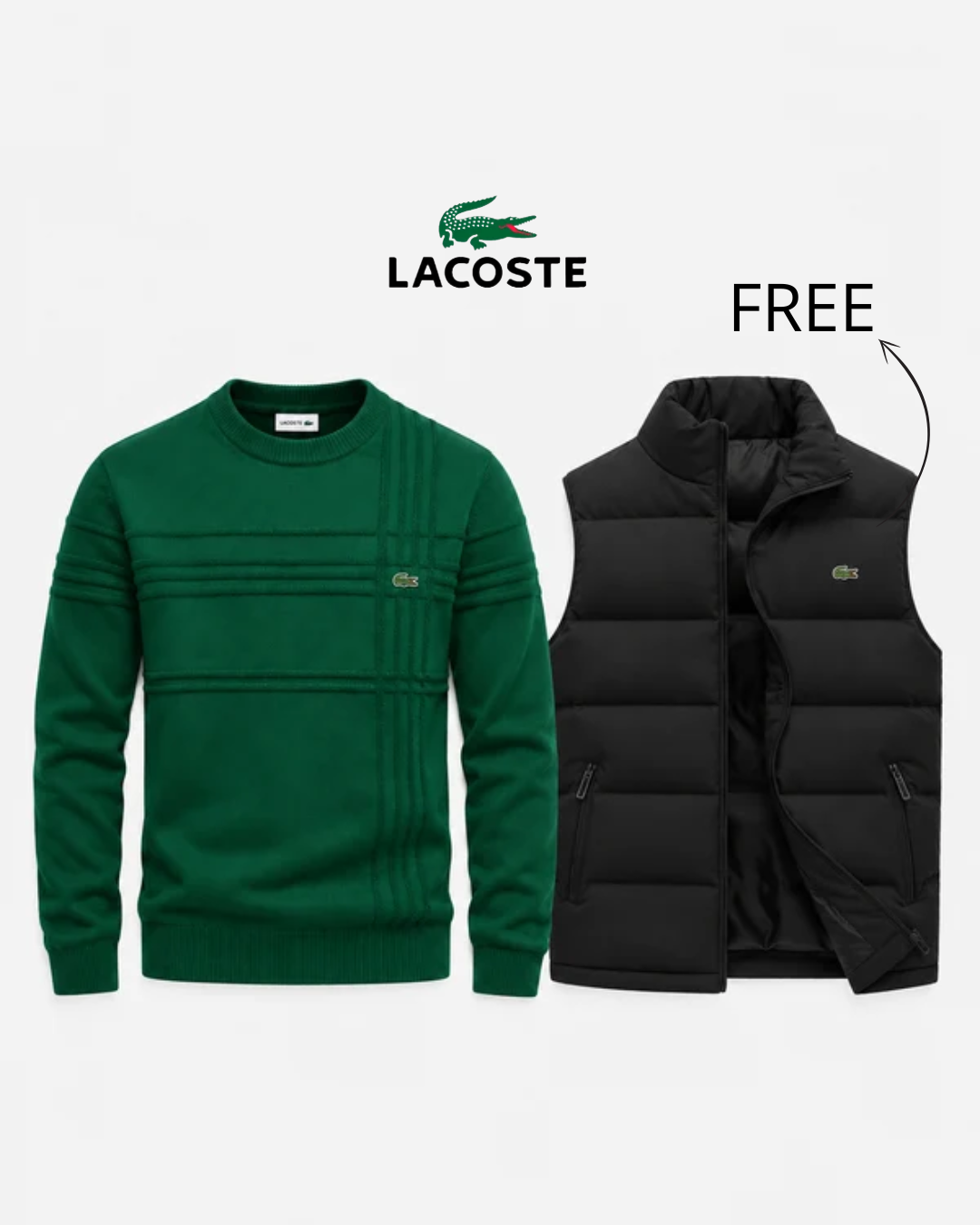Ensemble pull & gilet en coton texturé