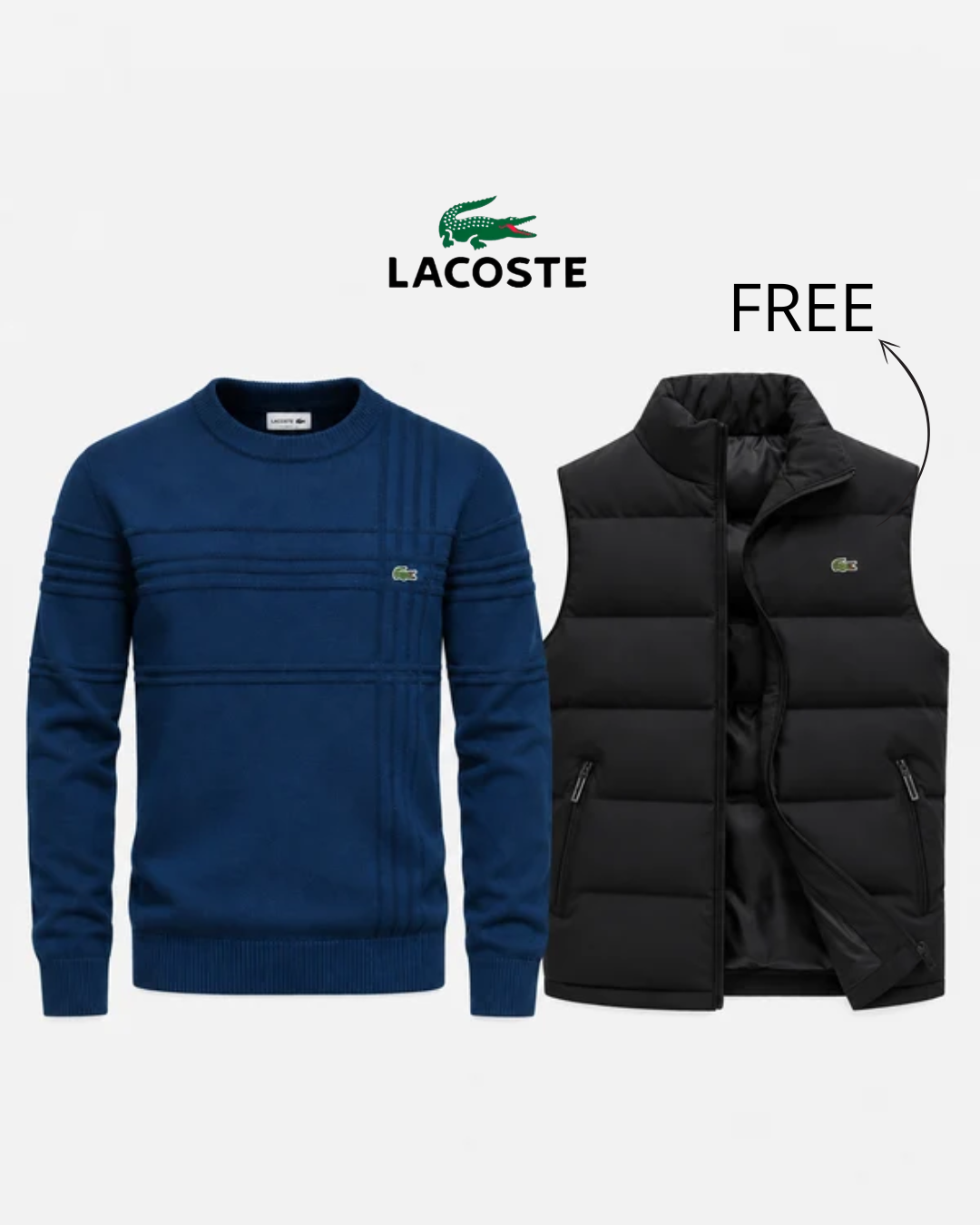 Ensemble pull & gilet en coton texturé