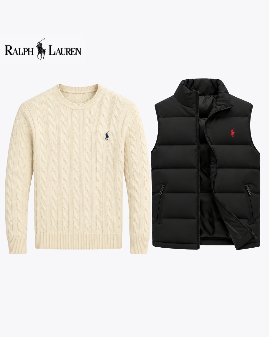 Cable-Knit Jumper & Quilted Gilet Set