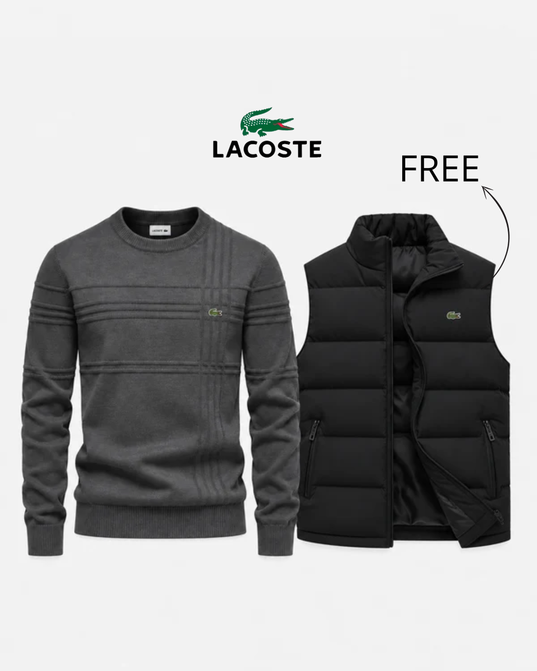Ensemble pull & gilet en coton texturé