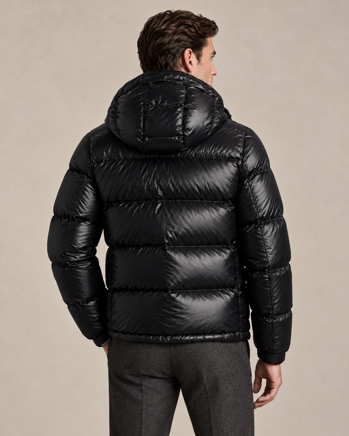 Lacquered-Shell Down Jacket