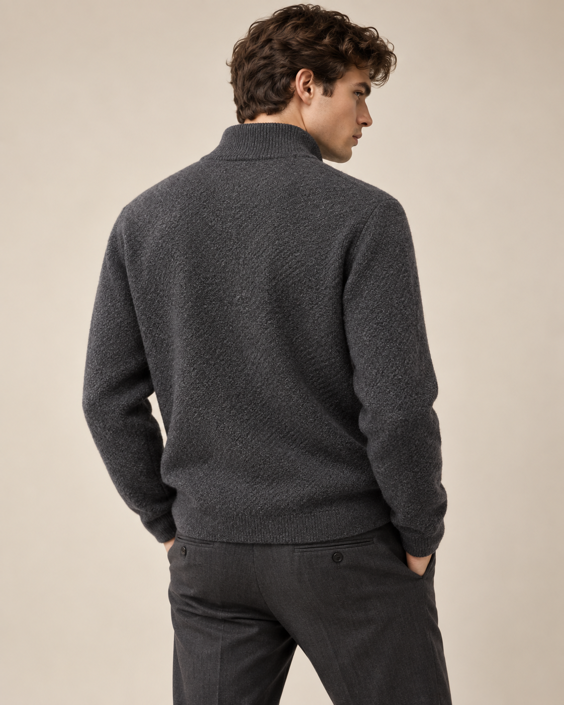 Mesh-Knit Cotton Quarter-Zip Jumper
