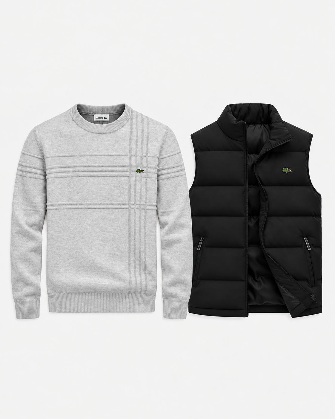 Textured Cotton Sweater & Vest Set
