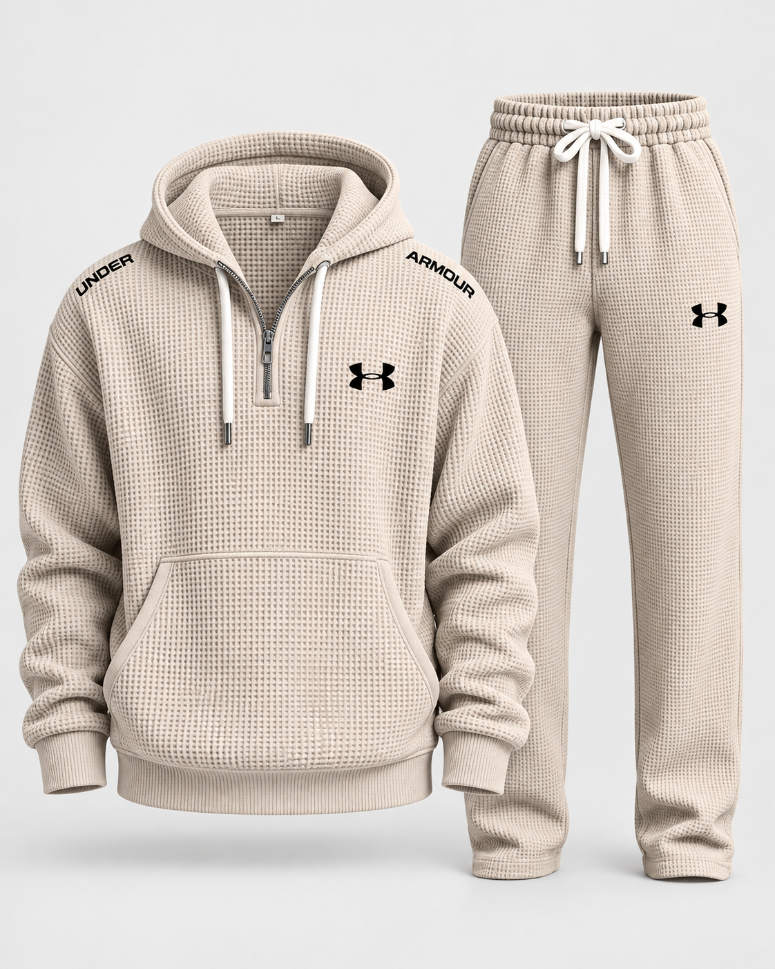 Waffle-Knit Half-Zip Tracksuit Set