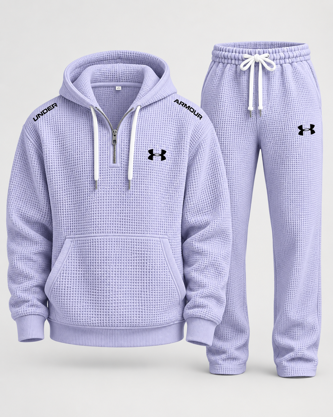 Waffle-Knit Half-Zip Tracksuit Set