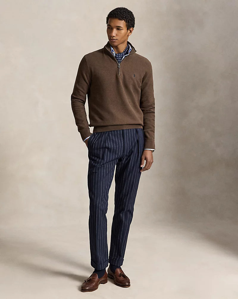 Mesh-Knit Cotton Quarter-Zip Jumper