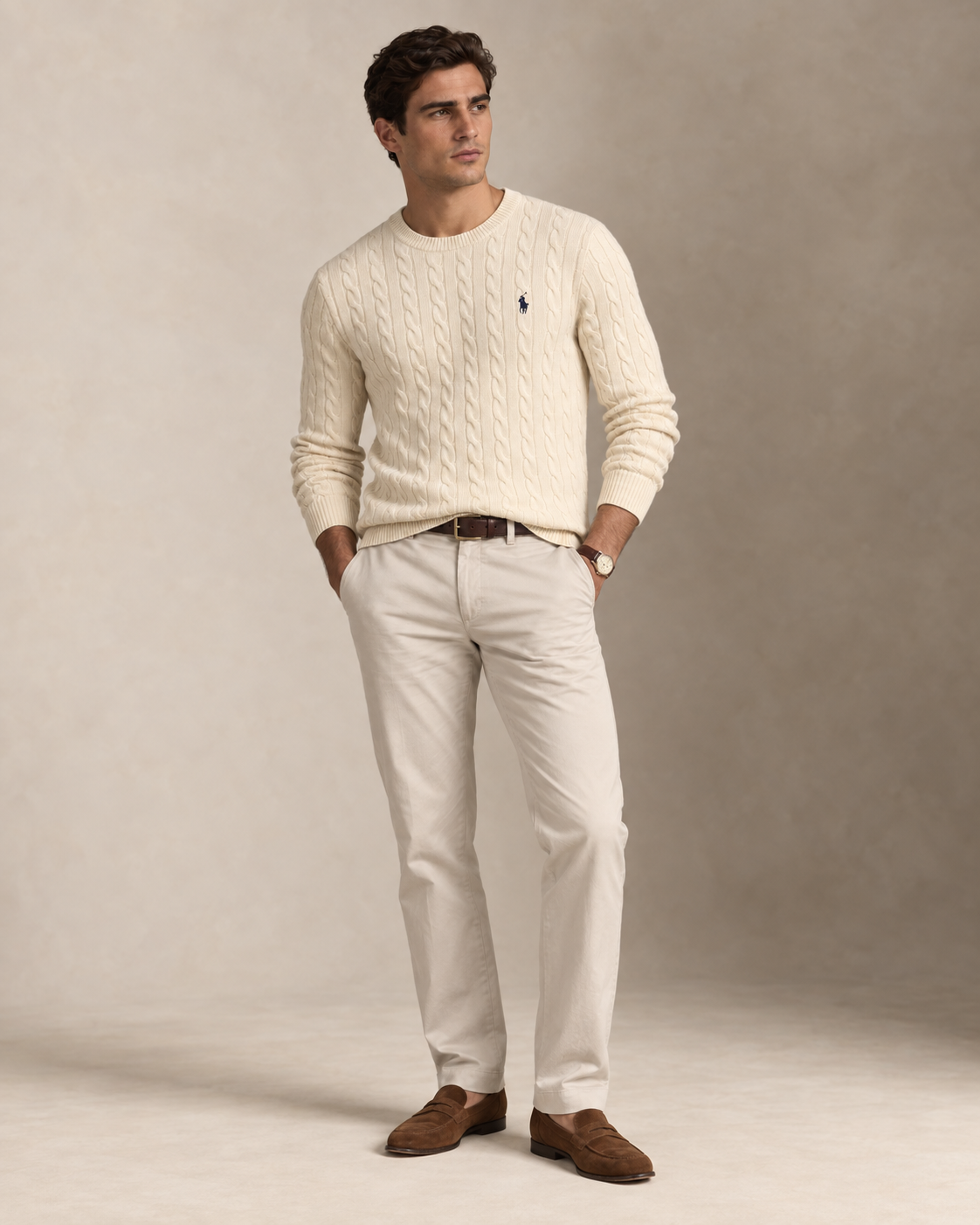 Cable-Knit Cotton Jumper — men's jumpers, side view