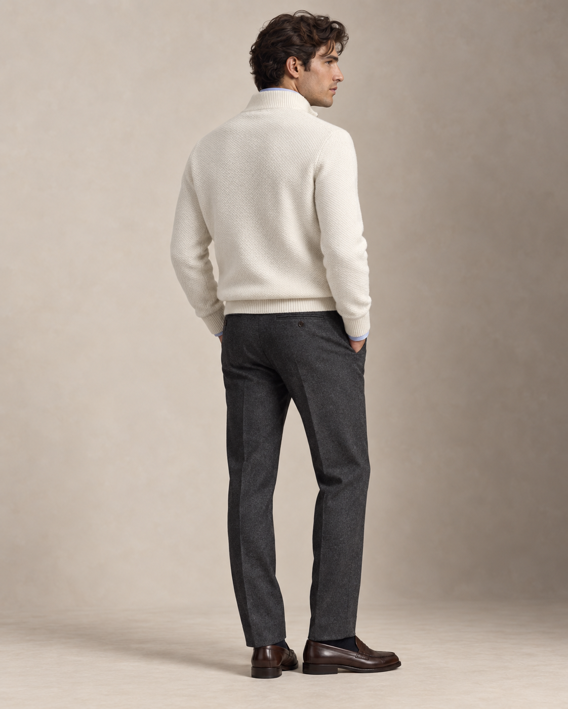 Mesh-Knit Cotton Quarter-Zip Jumper — men's quarter-zip jumpers, alternate view