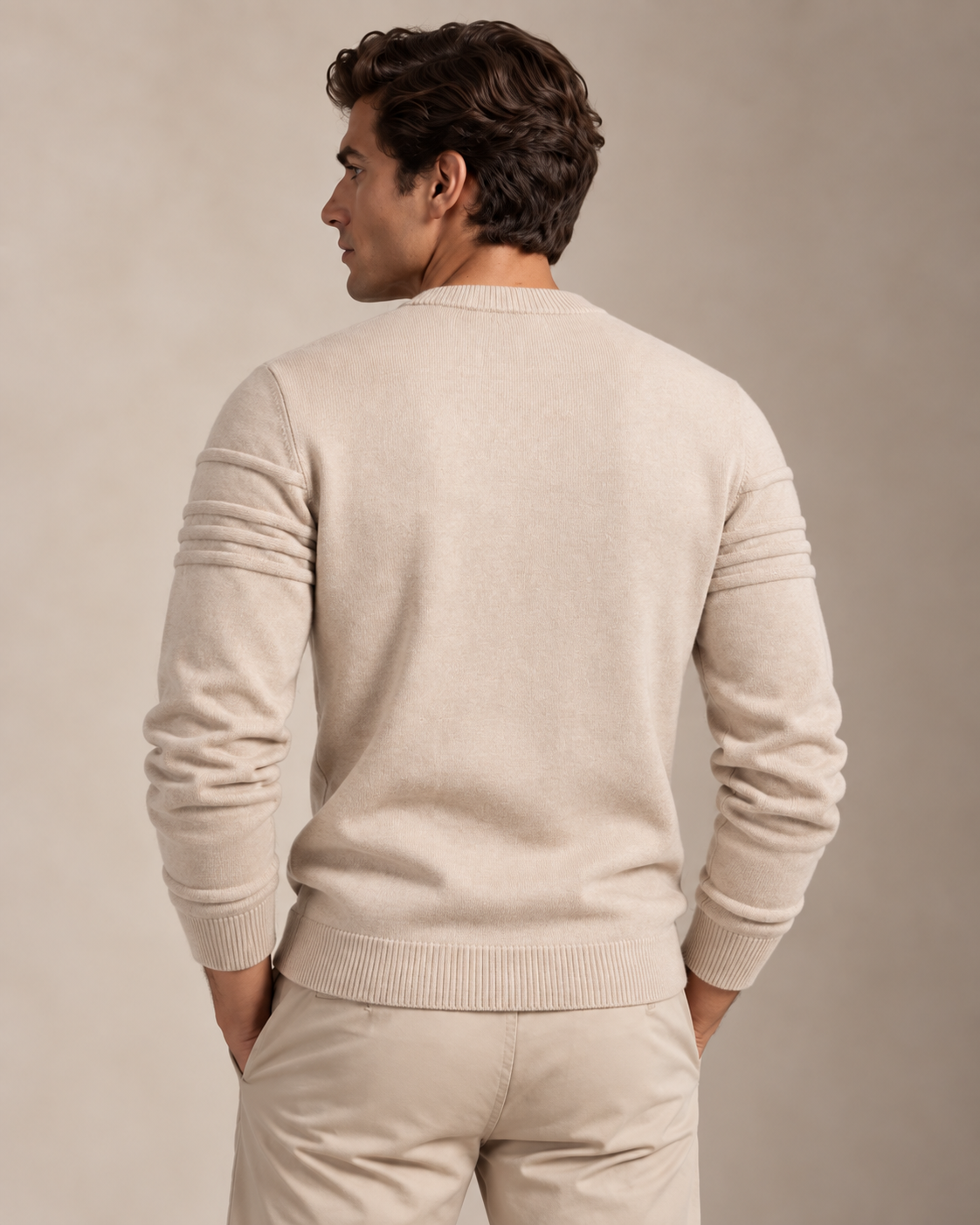 Textured Cotton Jumper & Vest Set — men's knitwear sets, back view