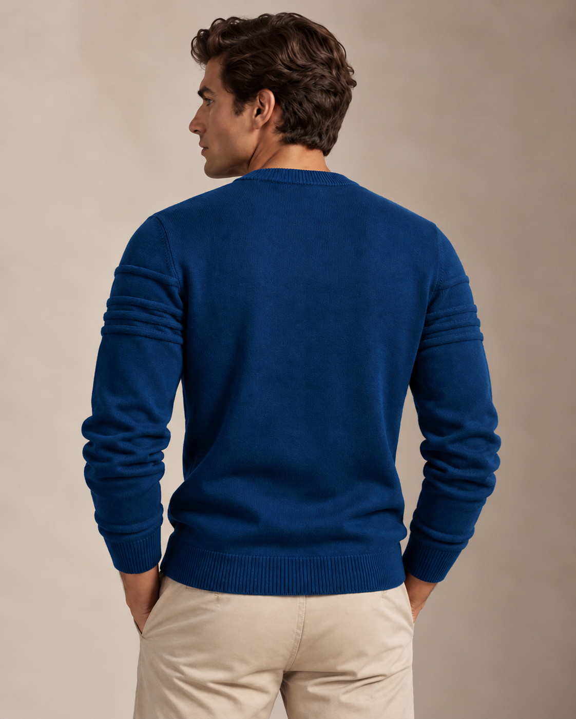 Textured Cotton Jumper & Vest Set — men's knitwear sets, back view