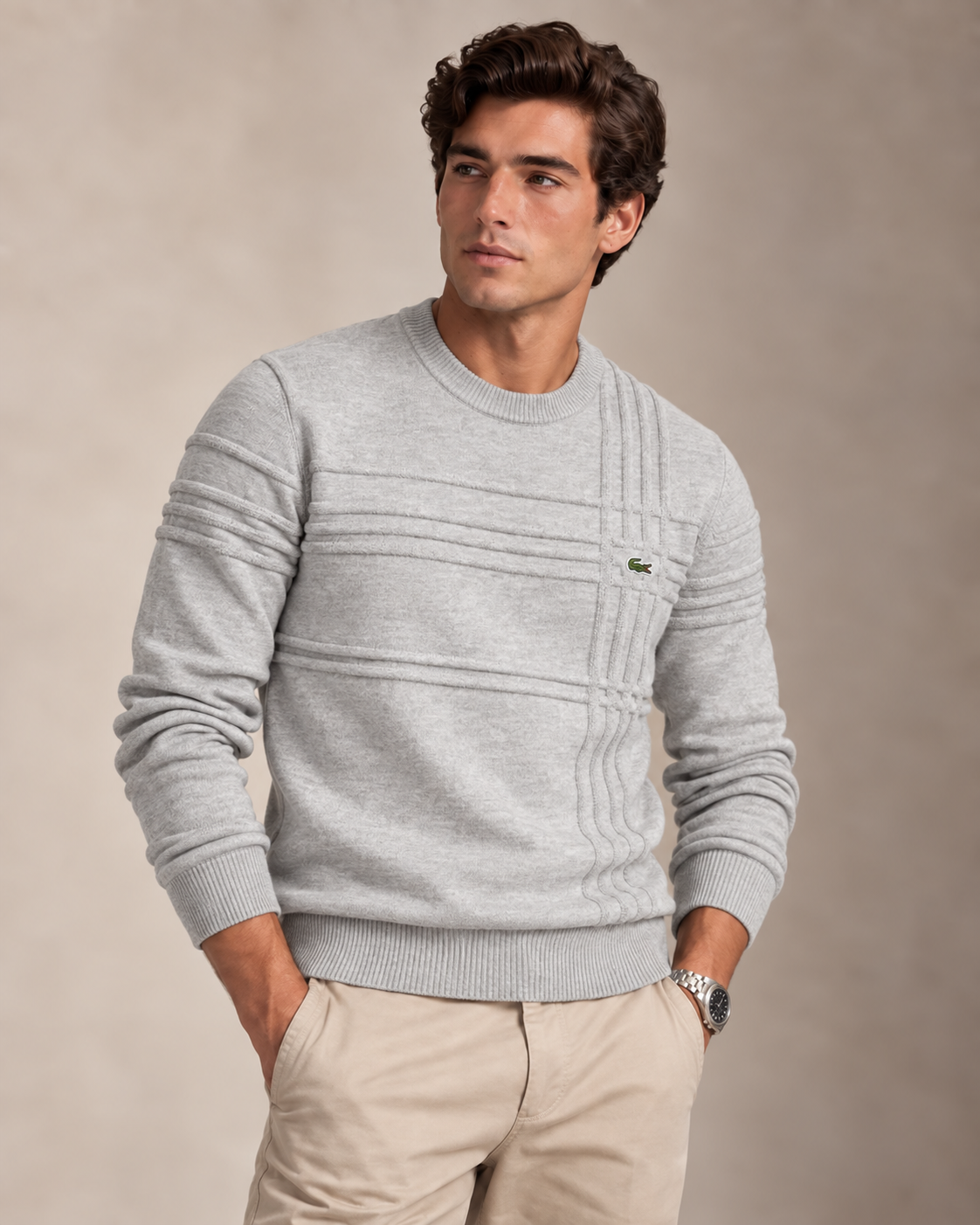 Ensemble pull & gilet en coton texturé