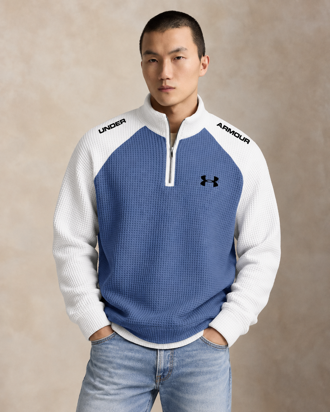 Textured Performance Quarter-Zip Jumper — men's quarter-zip jumpers, alternate view