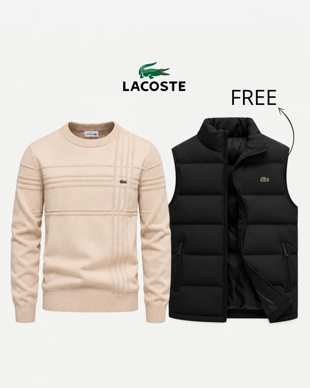 Ensemble pull & gilet en coton texturé