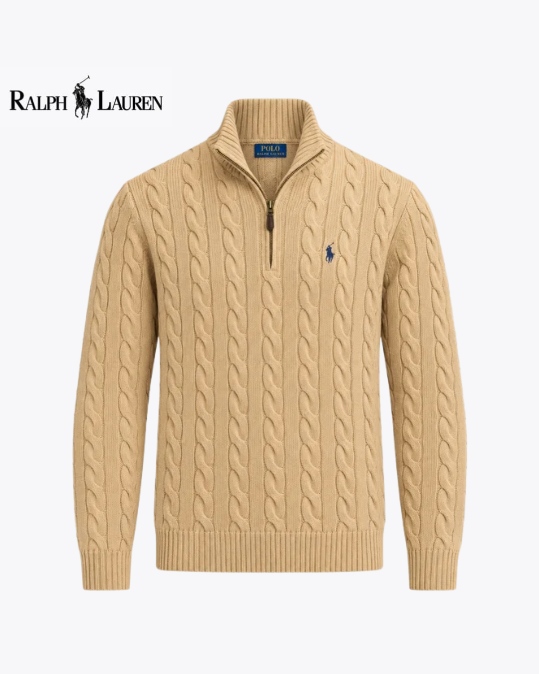 Pull en coton torsadé à col zippé