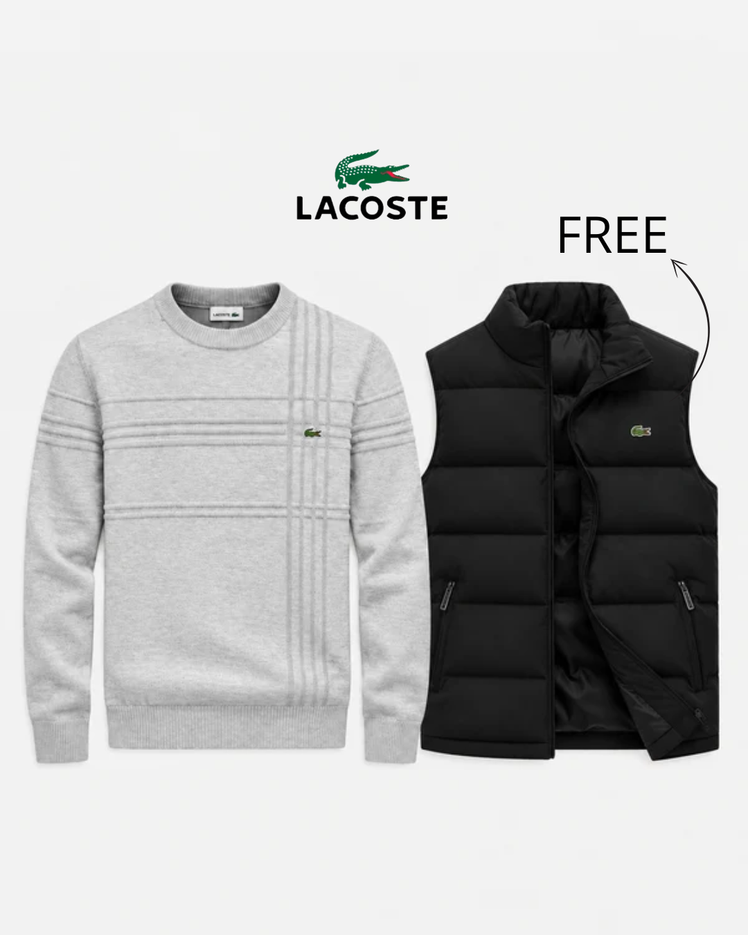 Ensemble pull & gilet en coton texturé