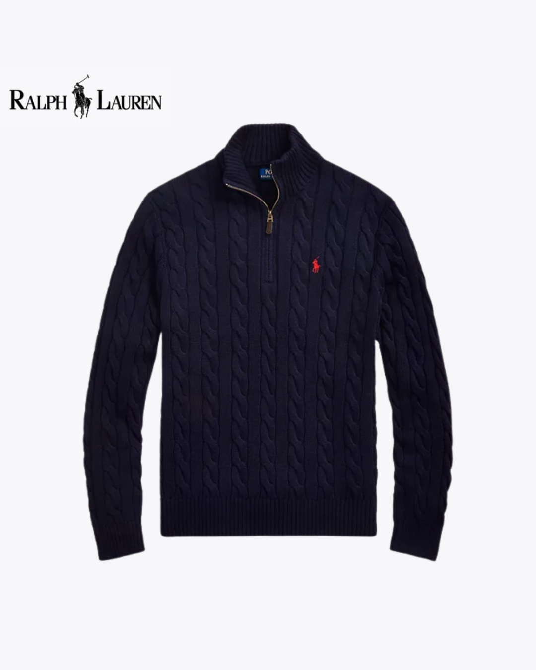 Pull en coton torsadé à col zippé