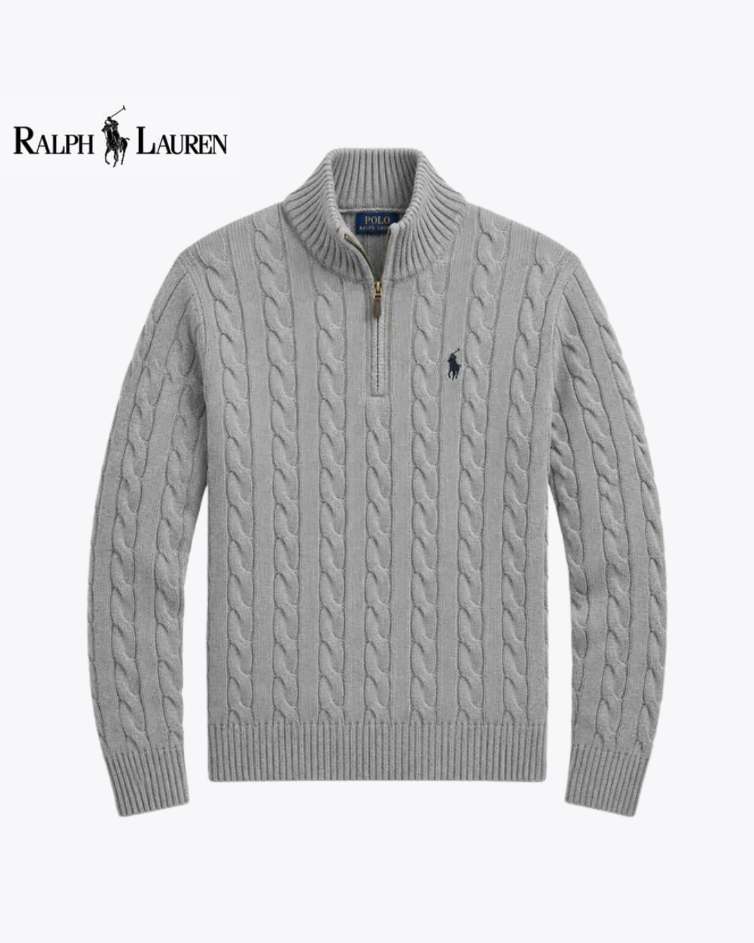 Pull en coton torsadé à col zippé