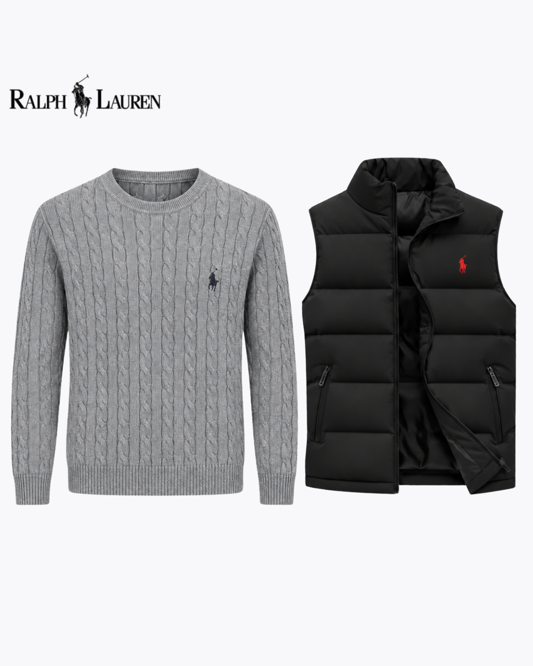 Cable-Knit Jumper & Quilted Gilet Set