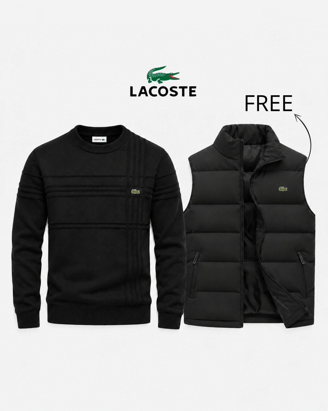 Ensemble pull & gilet en coton texturé