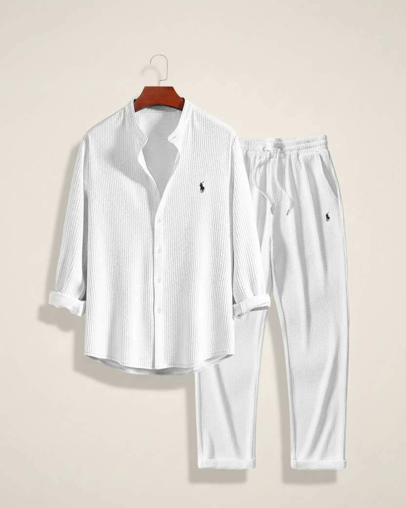 Linen-Blend Resort Set — men's sets, back view