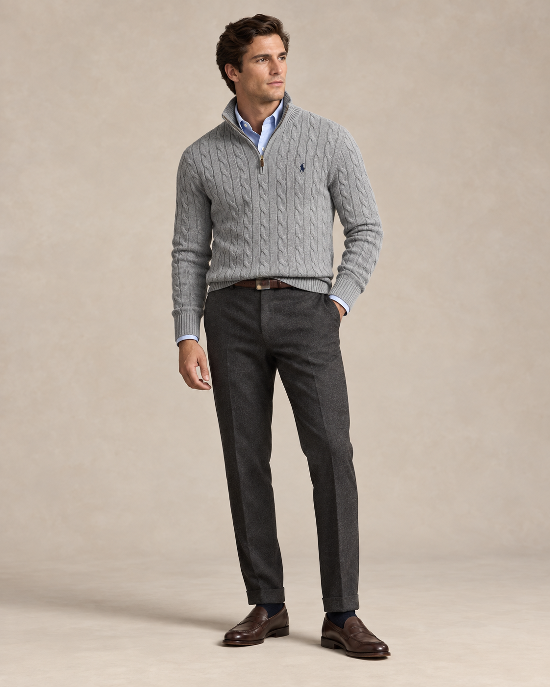 Cable-Knit Cotton Quarter-Zip Jumper
