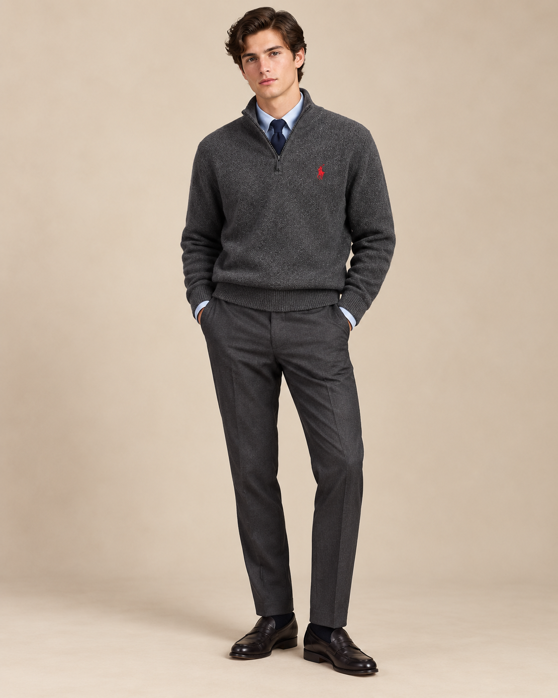 Mesh-Knit Cotton Quarter-Zip Jumper