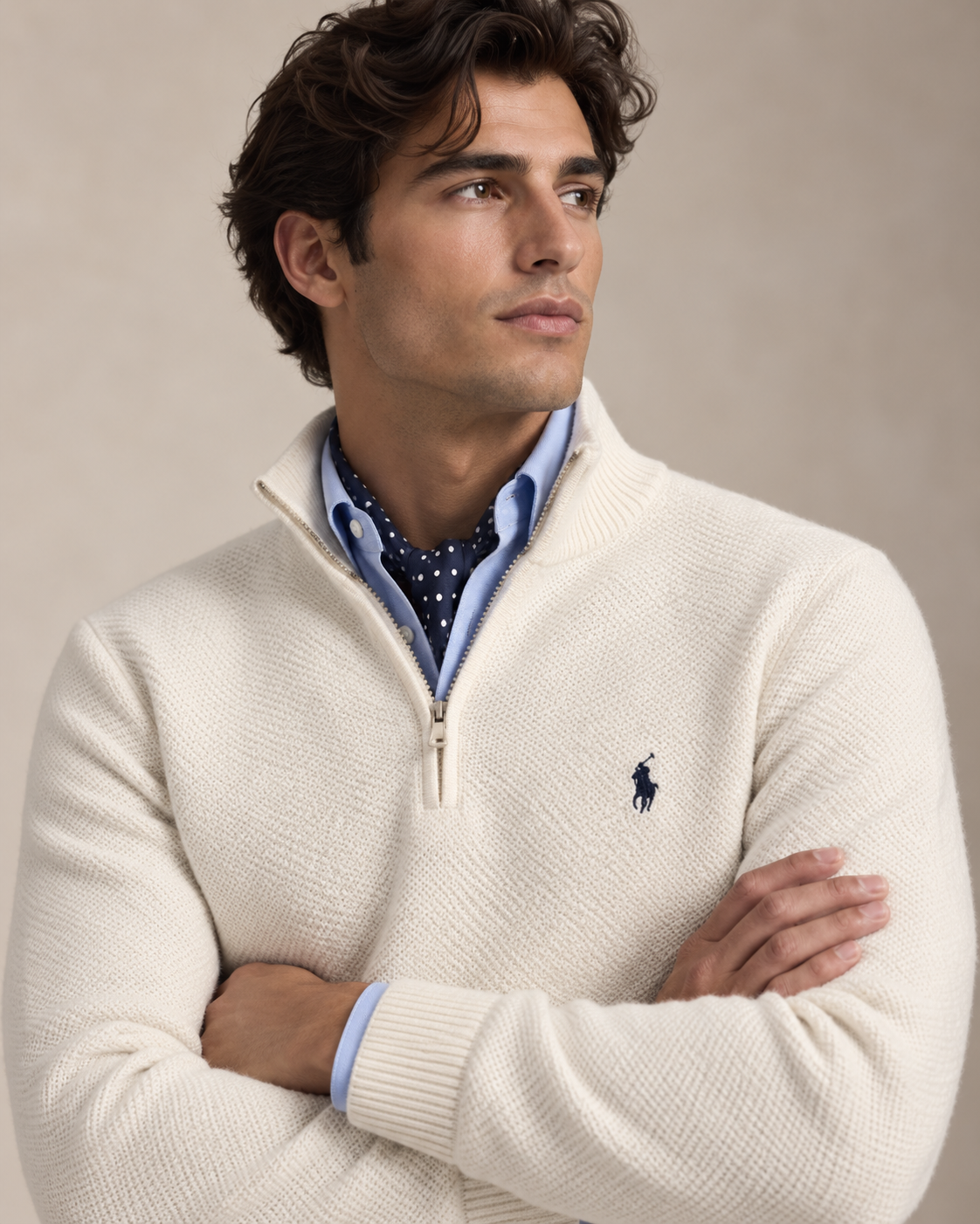 Mesh-Knit Cotton Quarter-Zip Jumper