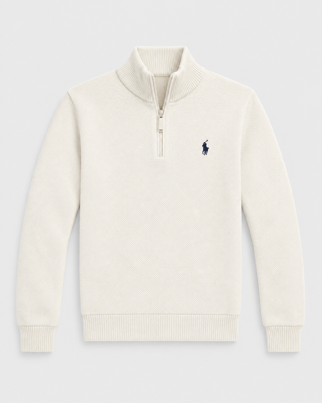 Mesh-Knit Cotton Quarter-Zip Jumper