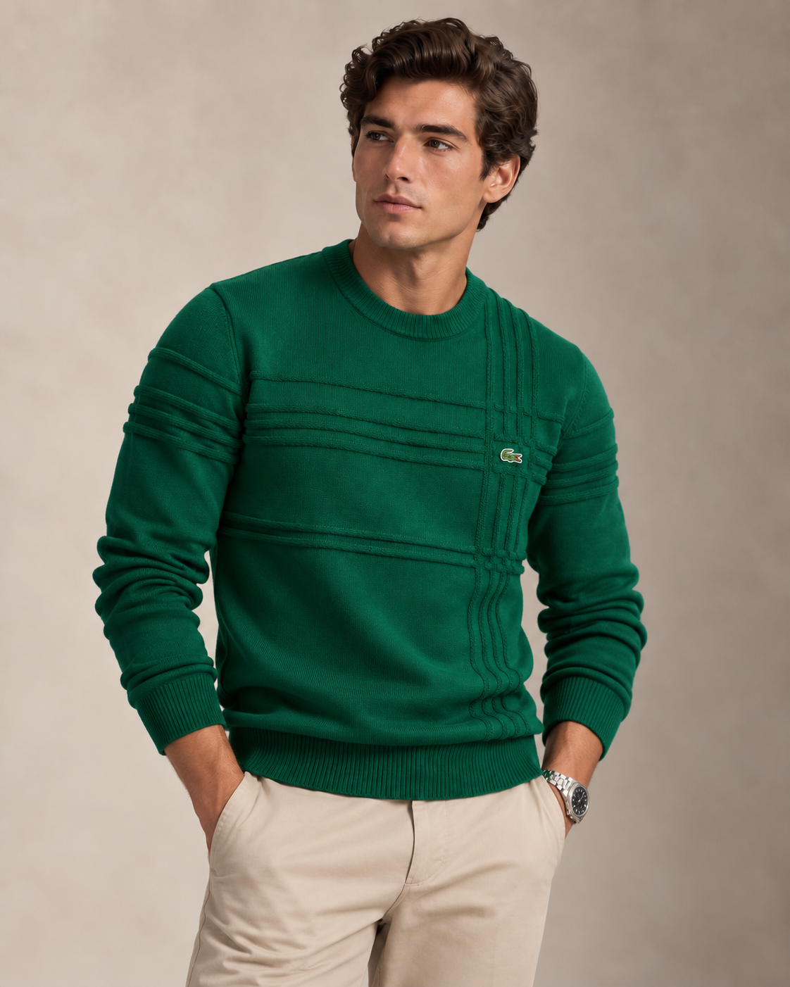 Textured Cotton Sweater & Vest Set