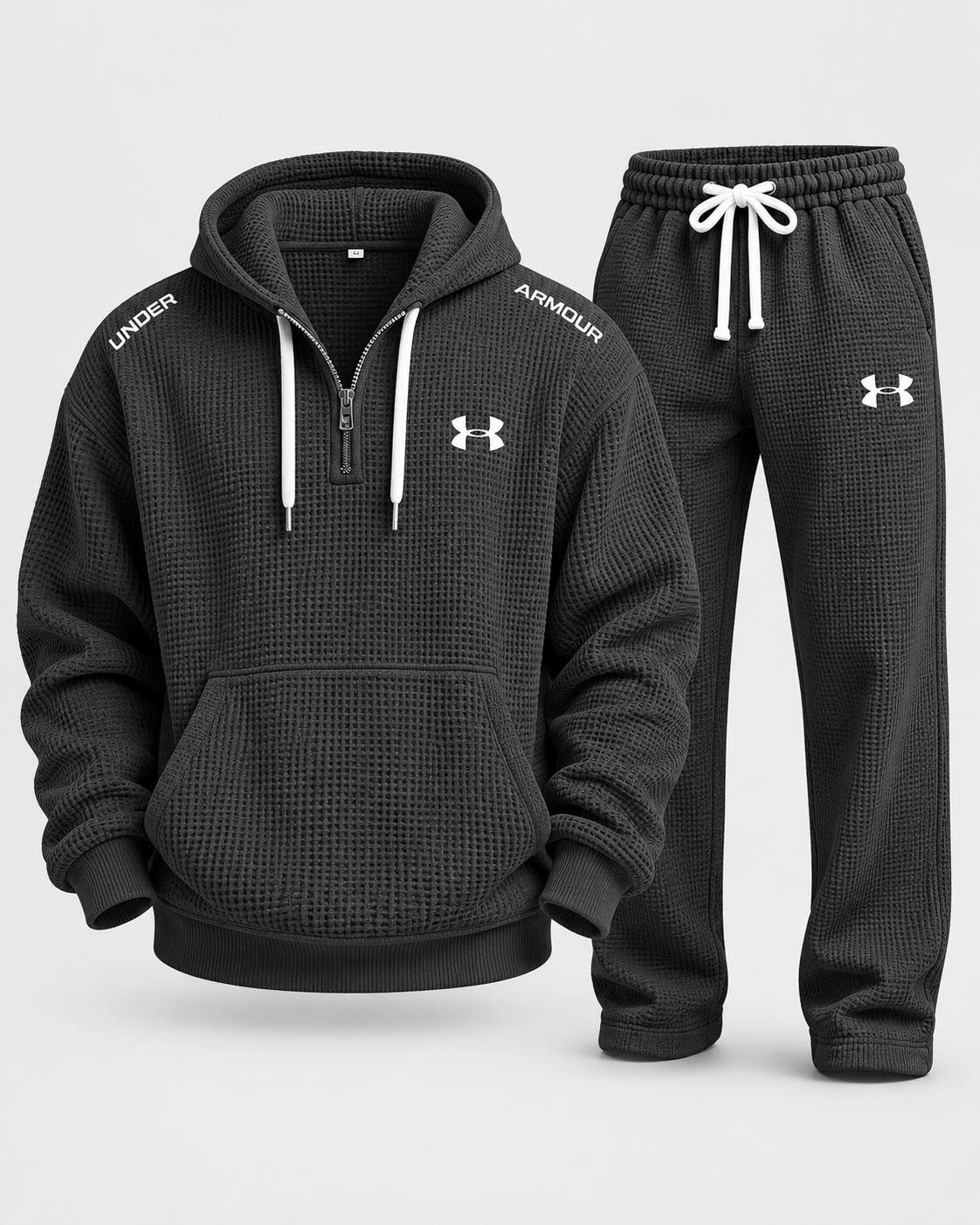 Waffle-Knit Half-Zip Tracksuit Set