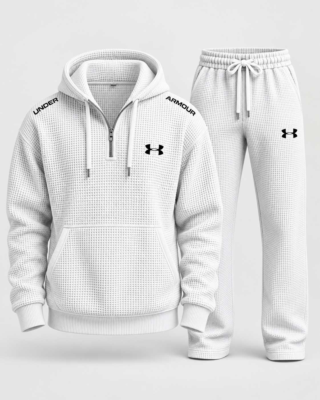 Waffle-Knit Half-Zip Tracksuit Set