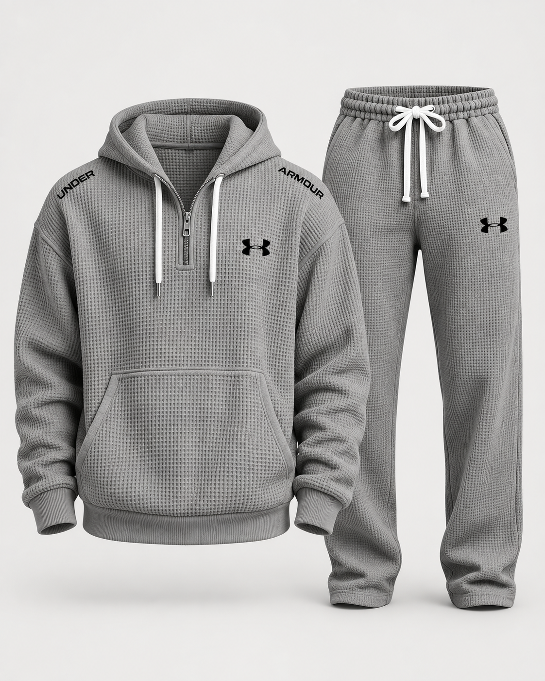 Waffle-Knit Half-Zip Tracksuit Set