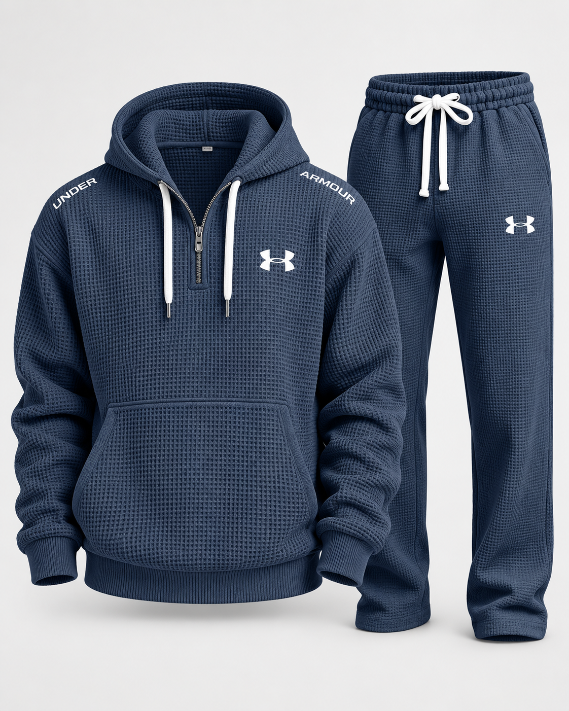 Waffle-Knit Half-Zip Tracksuit Set