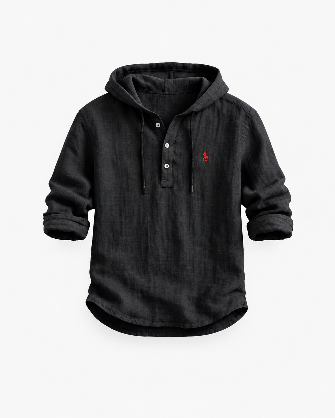 Linen-Blend Hooded Shirt