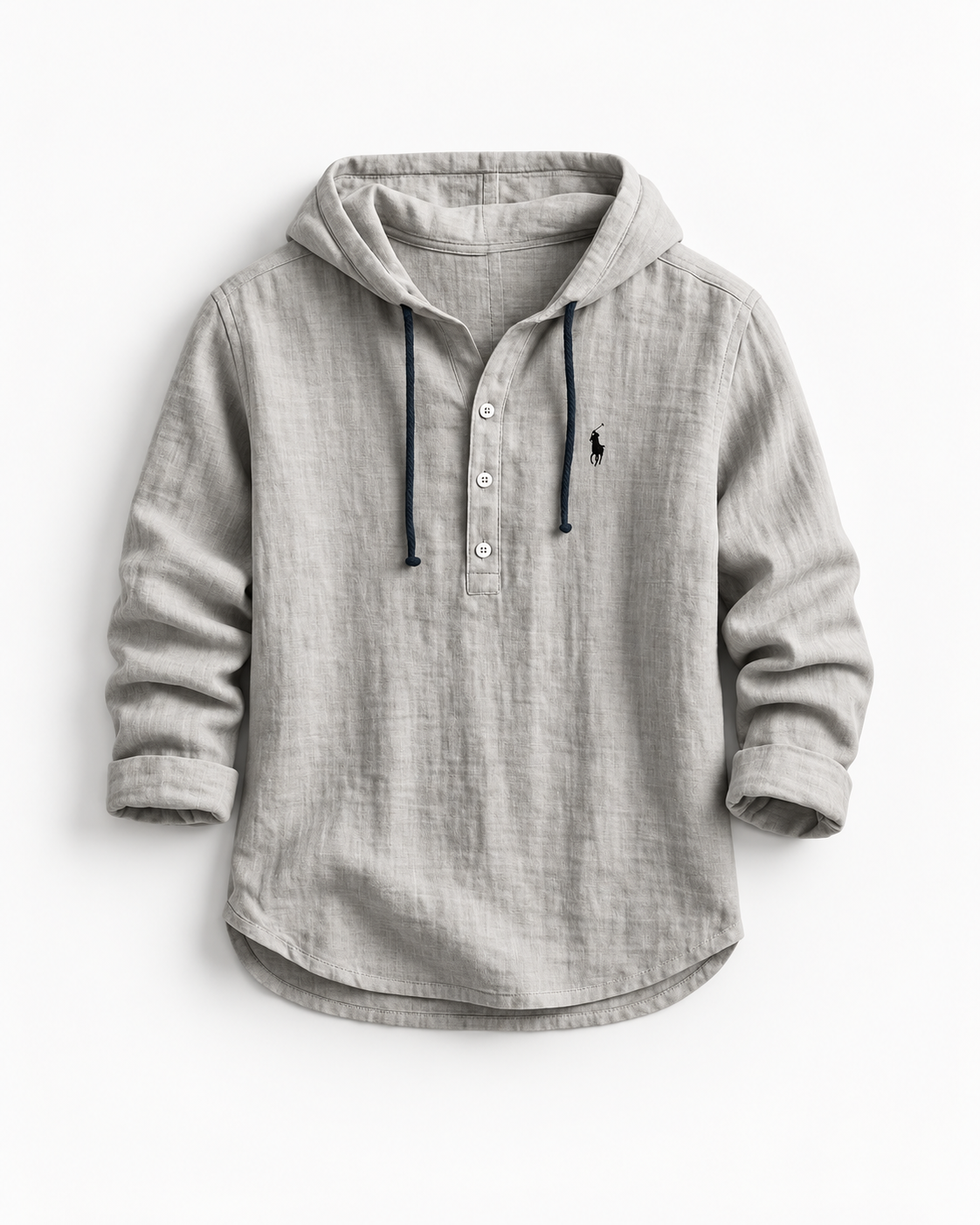 Linen-Blend Hooded Shirt
