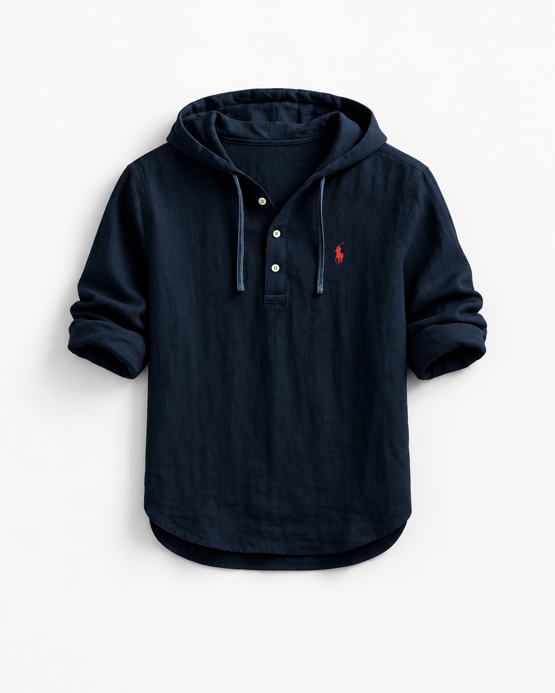 Linen-Blend Hooded Shirt
