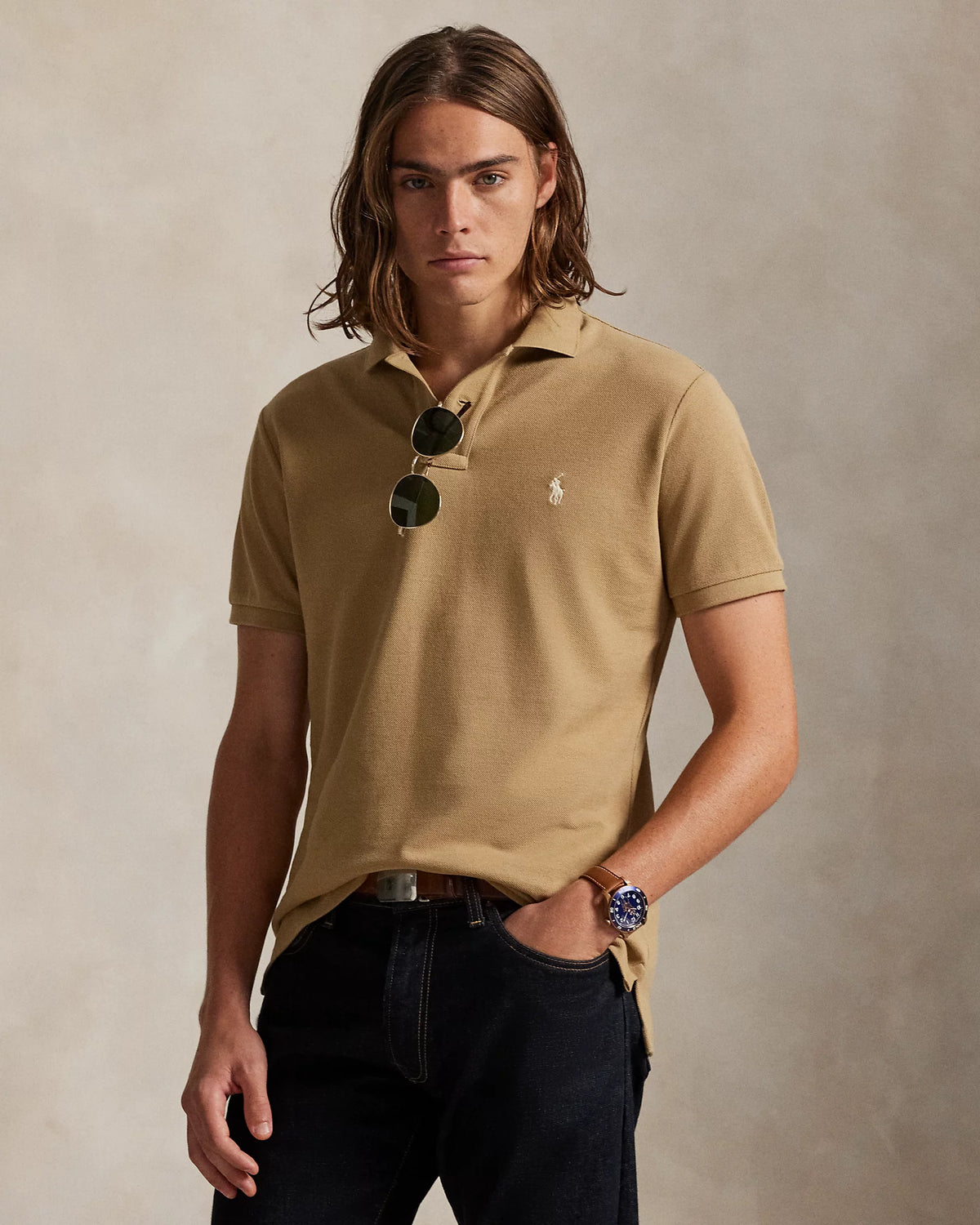 Slim Fit Cotton Mesh Polo
