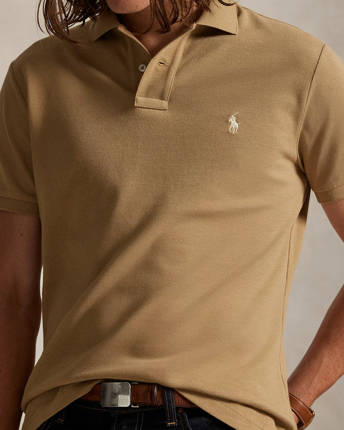 Slim Fit Cotton Mesh Polo