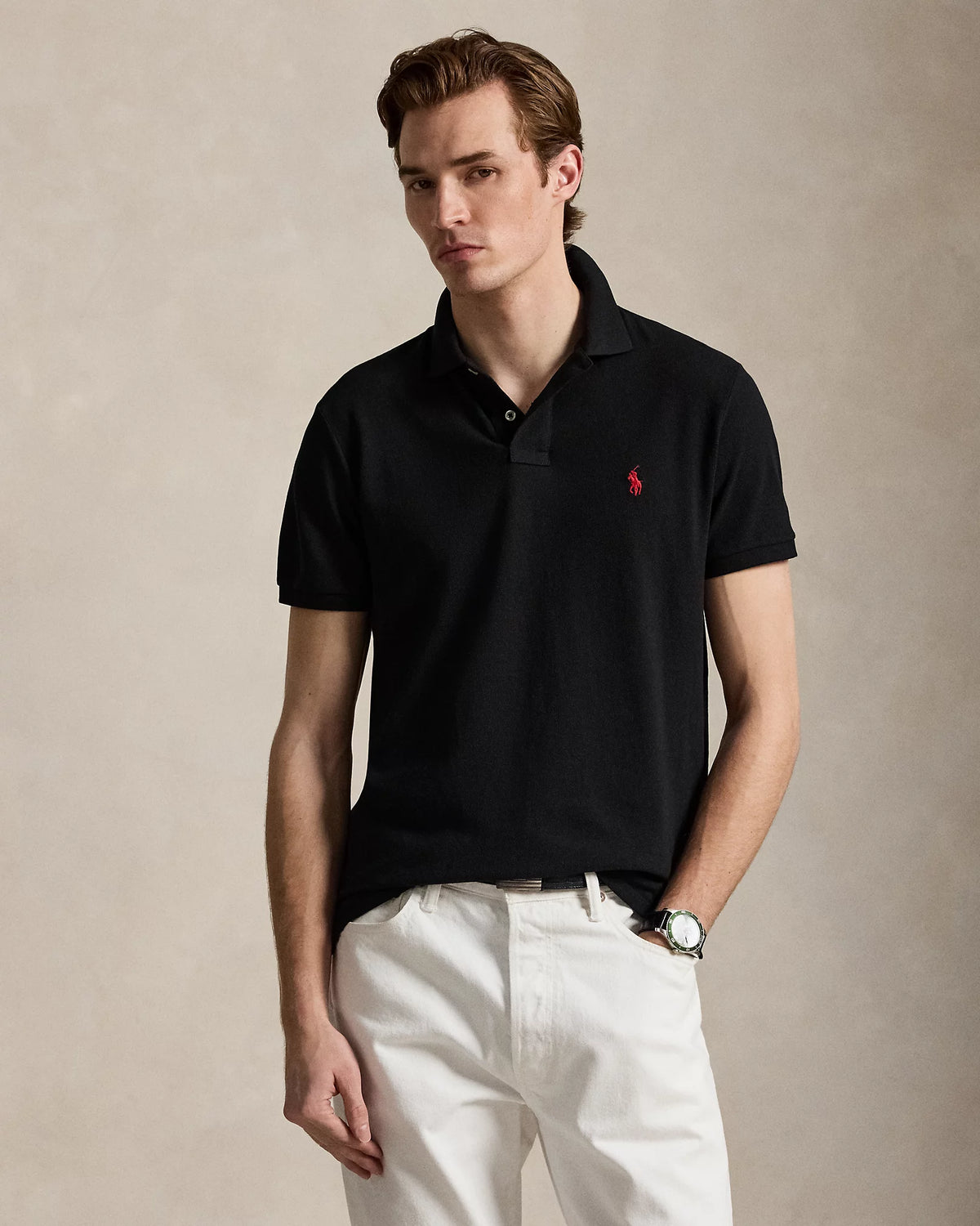 Slim Fit Cotton Mesh Polo