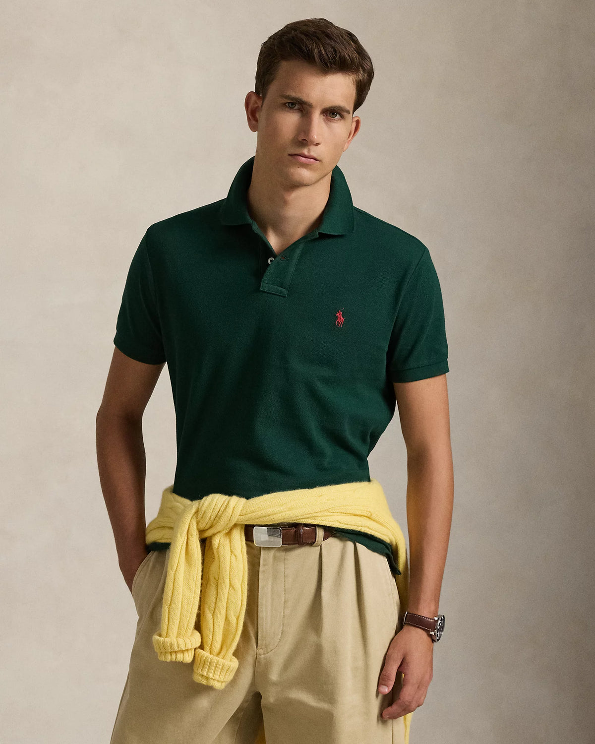 Slim Fit Cotton Mesh Polo