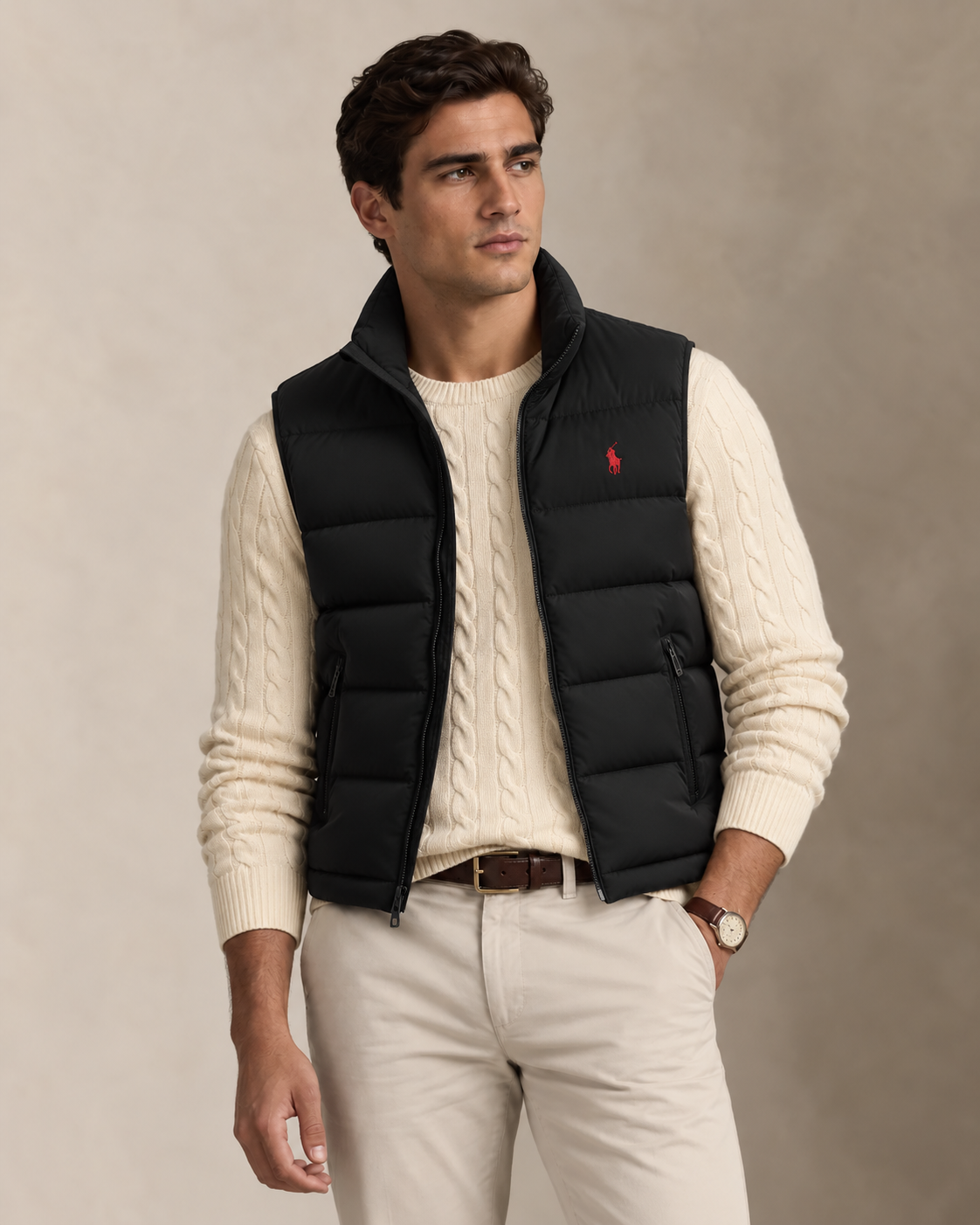 Cable-Knit Jumper & Quilted Gilet Set