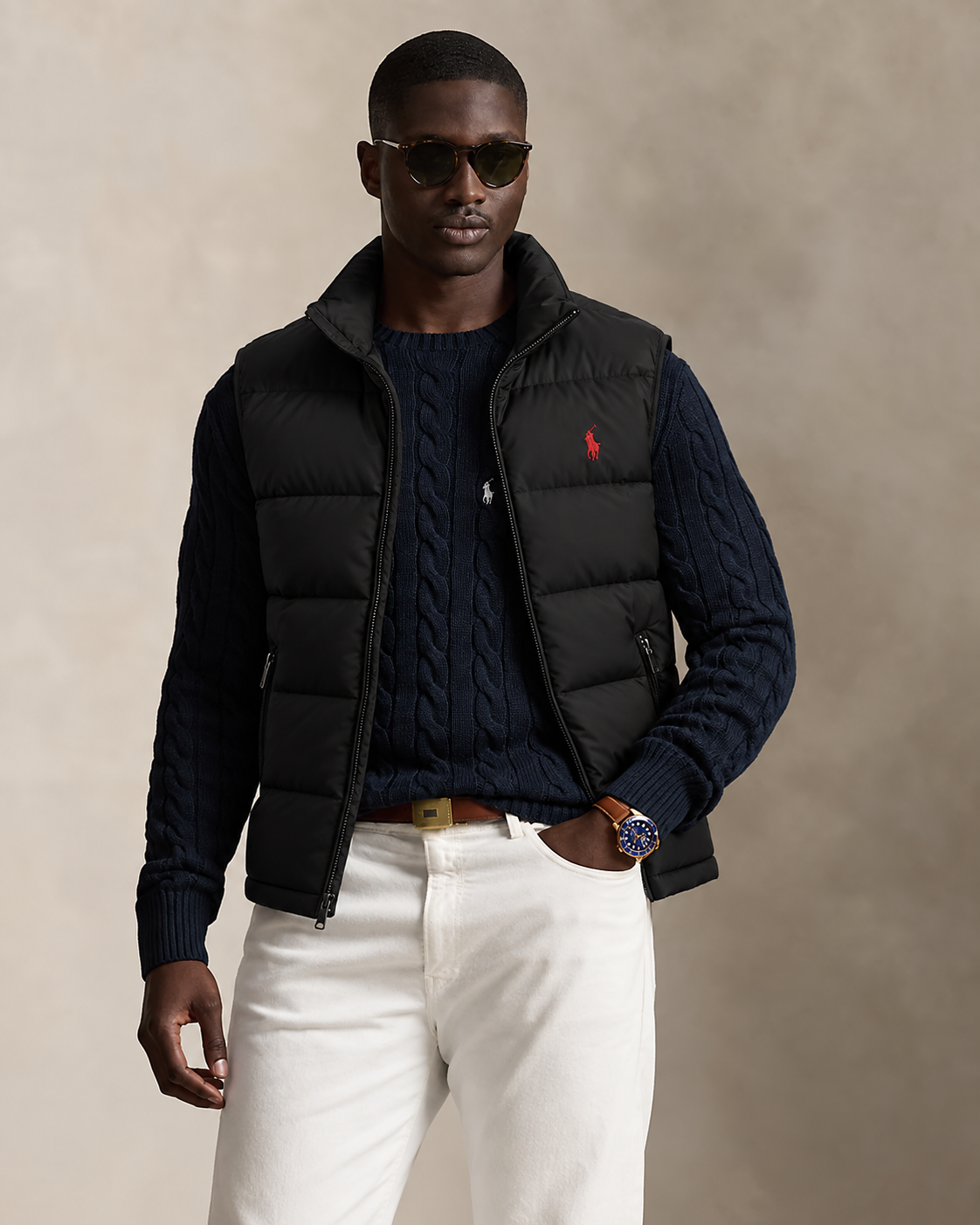 Cable-Knit Jumper & Quilted Gilet Set