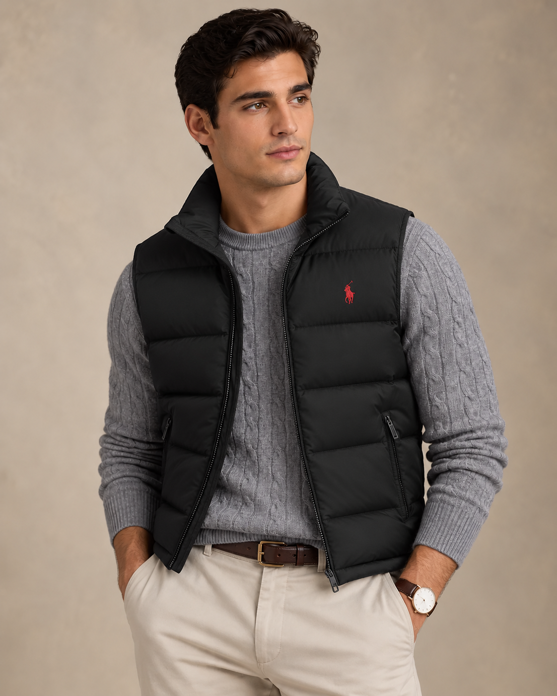 Cable-Knit Jumper & Quilted Gilet Set