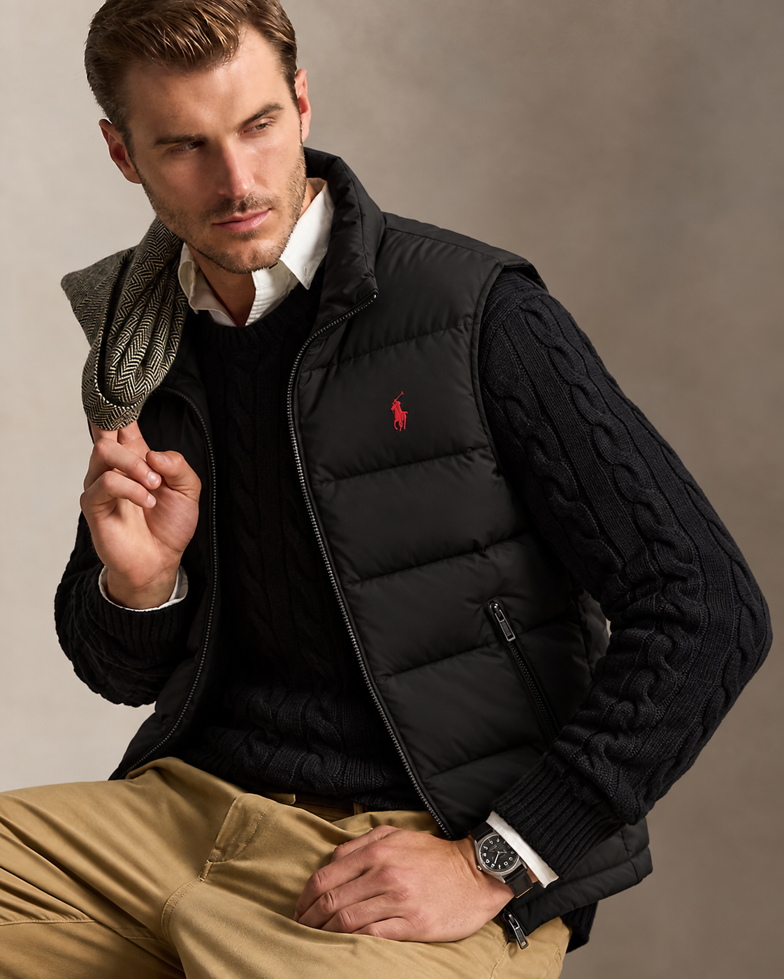 Cable-Knit Jumper & Quilted Gilet Set