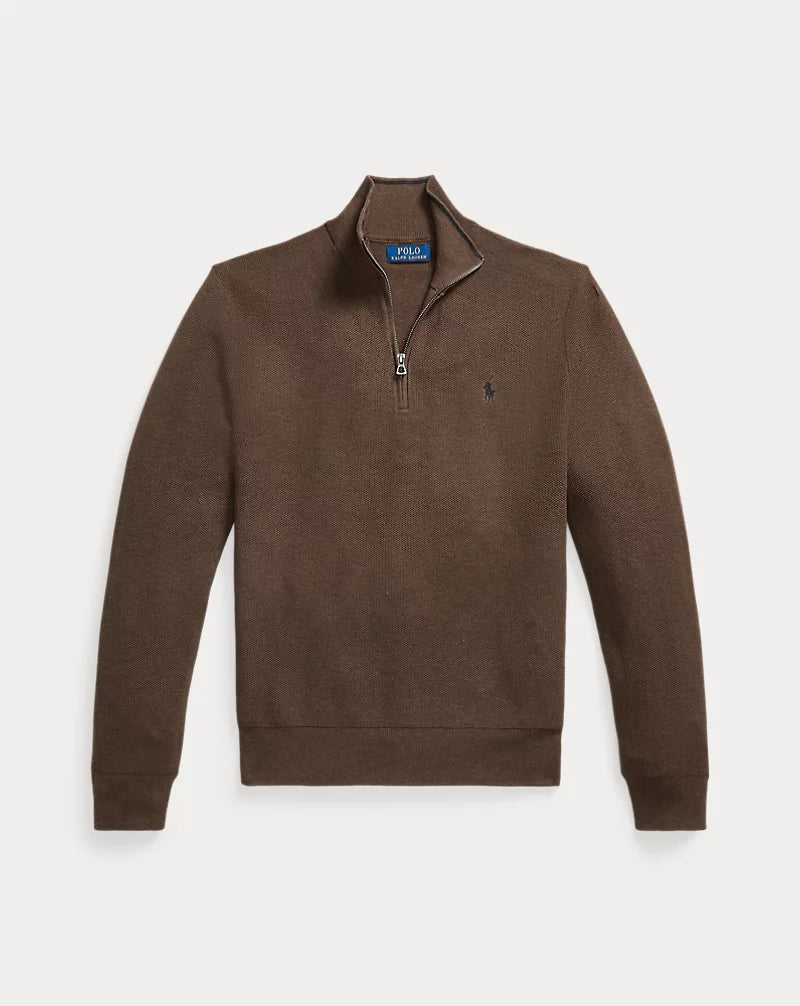 Mesh-Knit Cotton Quarter-Zip Jumper