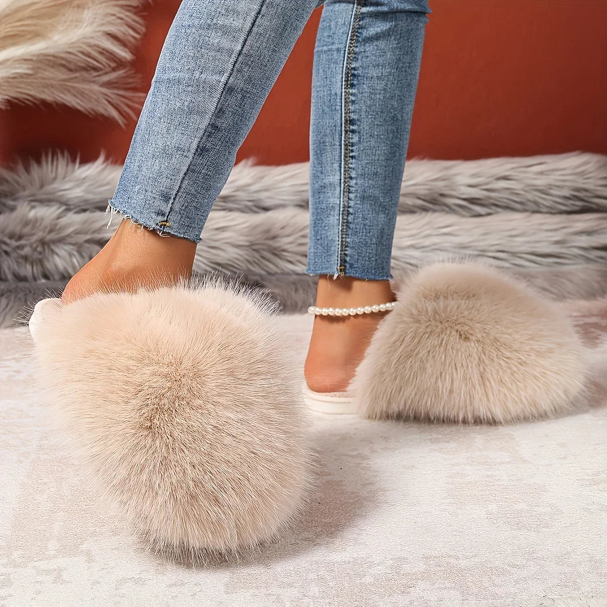 The Signature Teddy Faux Fur Slides