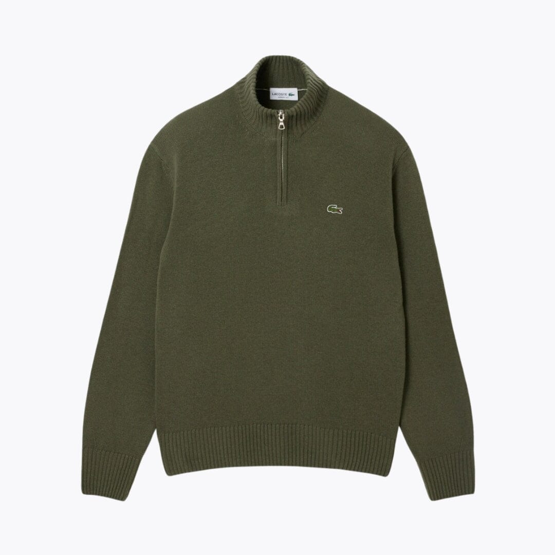 Fleece Quarter-Zip Sweatshirt in Khaki Green — men's sweatshirts, front view