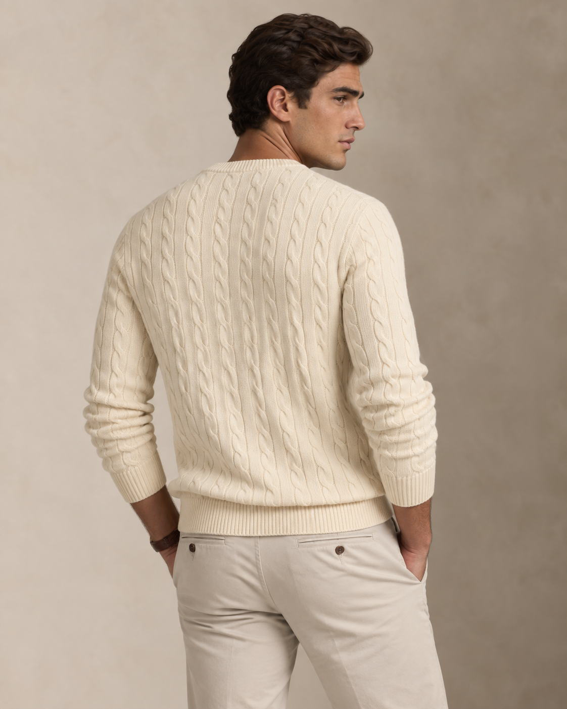 Cable-Knit Cotton Jumper — men's jumpers, detail