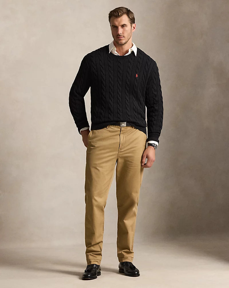 Cable-Knit Cotton Jumper — men's jumpers, back view