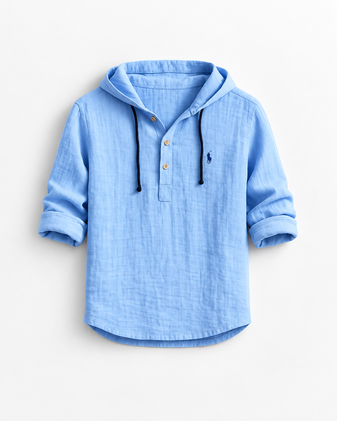 Linen-Blend Hooded Shirt — men's linen shirts, flat lay